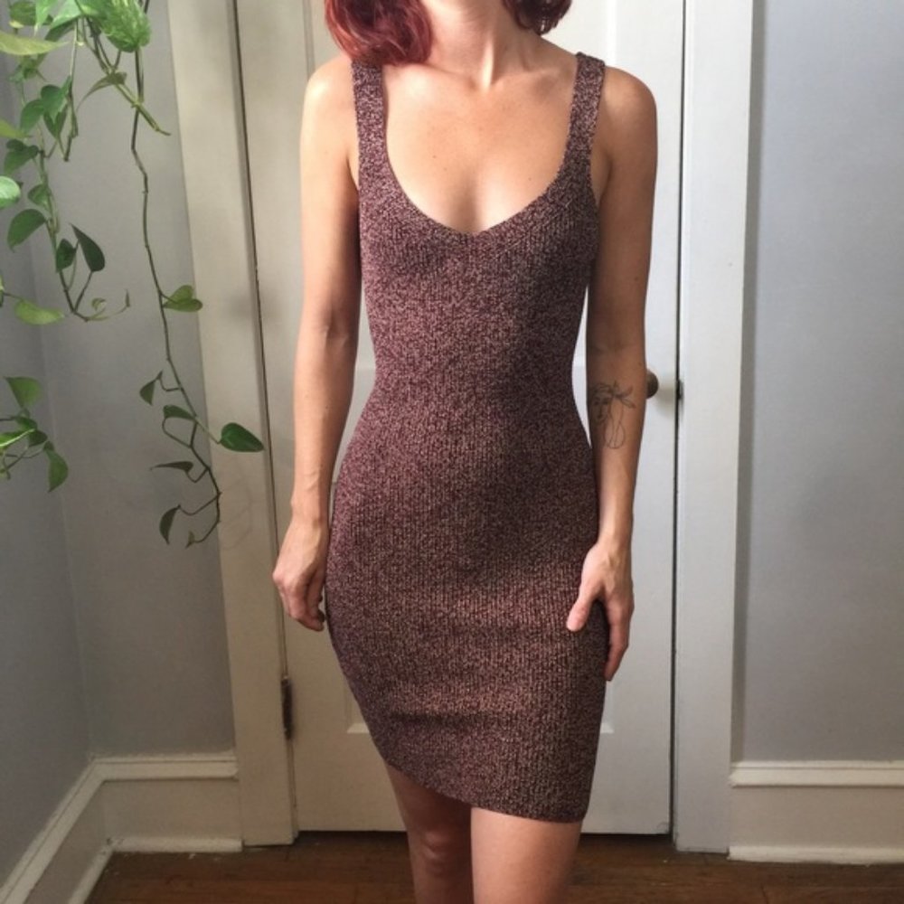 Aritzia Wilfred Fitted Knit Midi Marbled Dress - Picture 2 of 8